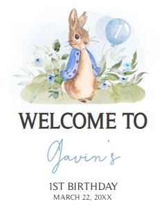 57BD Peter Rabbit Birthday Welcome Sign 16x20 A: 57BD Peter Rabbit Birthday Welcome Sign