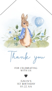 57BD Peter Rabbit Birthday Favor Tag with Line A: 57BD Peter Rabbit Birthday Favor Tag