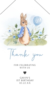 57BD Peter Rabbit Birthday Favor Tag design preview