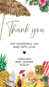 1051 Girl Tropical Hawaiian Baby Shower Favor Tags design preview
