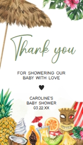 1051 Girl Tropical Hawaiian Baby Shower Favor Tag A: 1051 Girl Tropical Hawaiian Baby Shower Favor Tags