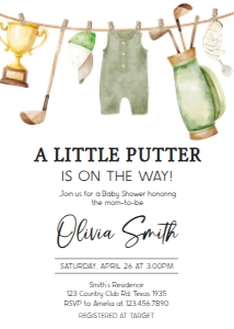 1054 Gender Neutral Golf Baby Shower Invitation design preview