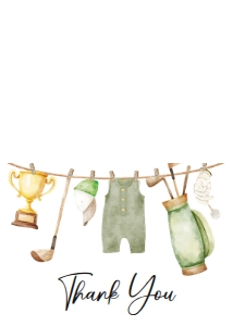 1054 Gender Neutral Golf Baby Shower Thank You Card A: 1054 Gender Neutral Golf Baby Shower Invitation Set