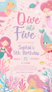 58BD Mermaid Birthday Invitation Mobile A: 58BD Mermaid Birthday Invitation
