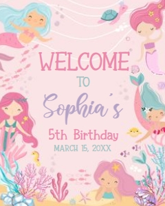 58BD Mermaid Birthday Welcome Sign 16x20 A: 58BD Mermaid Birthday Welcome Sign