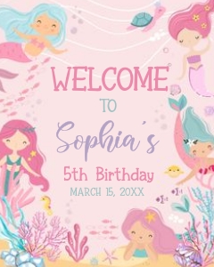 58BD Mermaid Birthday Welcome Sign design preview
