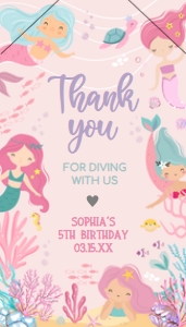 58BD Mermaid Birthday Favor Tag with Line A: 58BD Mermaid Birthday Favor Tag
