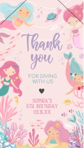 58BD Mermaid Birthday Favor Tag design preview
