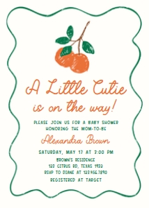 1056 A Little Cutie Baby Shower Invitation Set design preview