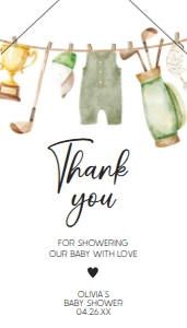 1054 Gender Neutral Golf Baby Shower Favor Tag with Line A: 1054 Gender Neutral Golf Baby Shower Favor Tag