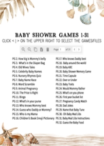 1058 Beach Bum Baby Shower Games Bundle 1 A: 1058 Beach Bum Baby Shower Games