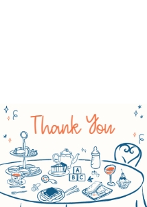 1057 Hand Drawn Boy Baby Brunch Baby Shower Thank You Card A: 1057 Hand Drawn Boy Baby Brunch Baby Shower Invitation Set