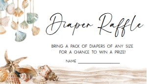 1058 Beach Bum Baby Shower Diaper Raffle A: 1058 Beach Bum Baby Shower Invitation Set