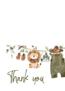 1059 Safari Clothes Baby Shower Thank you Card A: 1059 Safari Clothes Baby Shower Invitation Set