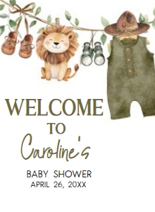 1059 Safari Clothes Baby Shower Welcome Sign design preview