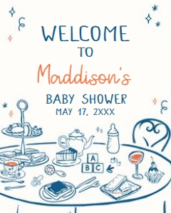 1057 Hand Drawn Boy Baby Brunch Baby Shower Welcome Sign 16x20 A: 1057 Hand Drawn Boy Baby Brunch Baby Shower Welcome Sign