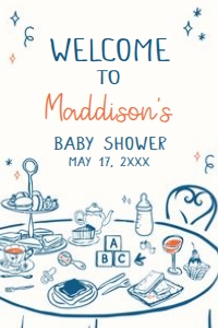 1057 Hand Drawn Boy Baby Brunch Baby Shower Welcome Sign design preview
