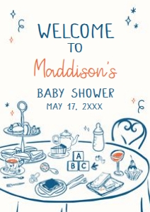 1057 Hand Drawn Boy Baby Brunch Baby Shower Welcome Sign A1 A: 1057 Hand Drawn Boy Baby Brunch Baby Shower Welcome Sign