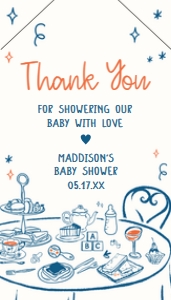 1057 Hand Drawn Boy Baby Brunch Baby Shower Favor Tag with Line A: 1057 Hand Drawn Boy Baby Brunch Baby Shower Favor Tag