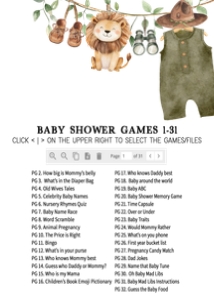 1059 Safari Clothes Baby Shower Games Bundle 1 A: 1059 Safari Clothes Baby Shower Games