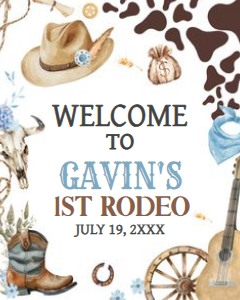 59BD Boy First Rodeo First Birthday Welcome Sign 16x20 A: 59BD Boy First Rodeo First Birthday Welcome Sign