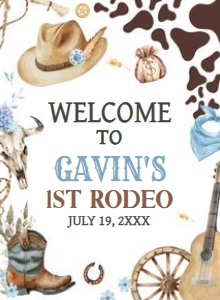 59BD Boy First Rodeo First Birthday Welcome Sign 11x15 A: 59BD Boy First Rodeo First Birthday Welcome Sign