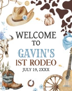 59BD Boy First Rodeo First Birthday Welcome Sign design preview