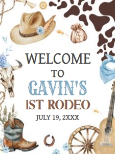 59BD Boy First Rodeo First Birthday Welcome Sign 18x24 A: 59BD Boy First Rodeo First Birthday Welcome Sign