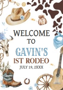 59BD Boy First Rodeo First Birthday Welcome Sign A2 A: 59BD Boy First Rodeo First Birthday Welcome Sign