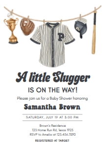 1062 A Little Slugger Baby Shower Invitation design preview