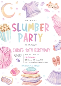 61BD Slumber Party Birthday Invitation A: 61BD Slumber Party Birthday Invitation