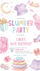 61BD Slumber Party Birthday Invitation Mobile A: 61BD Slumber Party Birthday Invitation