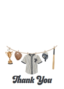 1062 A Little Slugger Baby Shower Thank You Card A: 1062 A Little Slugger Baby Shower Invitation Set