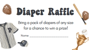 1062 A Little Slugger Baby Shower Diaper Raffle A: 1062 A Little Slugger Baby Shower Invitation Set
