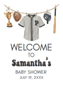 1062 A Little Slugger Baby Shower Welcome Sign 11x15 A: 1062 A Little Slugger Baby Shower Welcome Sign