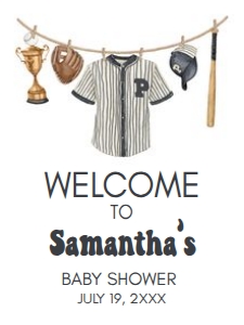1062 A Little Slugger Baby Shower Welcome Sign 18x24 A: 1062 A Little Slugger Baby Shower Welcome Sign