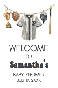 1062 A Little Slugger Baby Shower Welcome Sign 20x30 A: 1062 A Little Slugger Baby Shower Welcome Sign