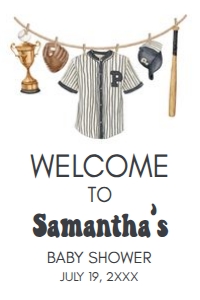 1062 A Little Slugger Baby Shower Welcome Sign 24x36 A: 1062 A Little Slugger Baby Shower Welcome Sign