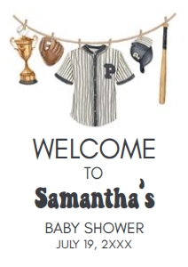 1062 A Little Slugger Baby Shower Welcome Sign A4 A: 1062 A Little Slugger Baby Shower Welcome Sign