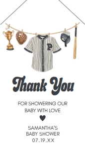 1062 A Little Slugger Baby Shower Favor Tag with Line A: 1062 A Little Slugger Baby Shower Favor Tags