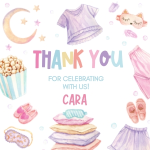 61BD Slumber Party Birthday Round Favor Tag design preview