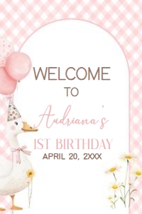 60BD Silly Goose First Birthday Welcome Sign 20x30 A: 60BD Silly Goose First Birthday Welcome Sign