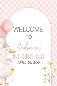 60BD Silly Goose First Birthday Welcome Sign 24x36 A: 60BD Silly Goose First Birthday Welcome Sign