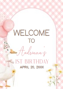 60BD Silly Goose First Birthday Welcome Sign A3 A: 60BD Silly Goose First Birthday Welcome Sign