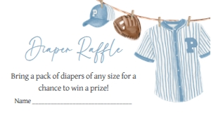 1062 A Little Slugger Baby Shower Diaper Raffle B: 1062 A Little Slugger Baby Shower Invitation Set