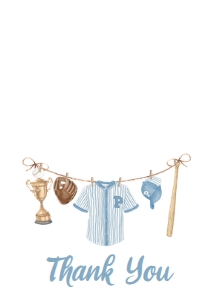 1062 A Little Slugger Baby Shower Thank You Card B: 1062 A Little Slugger Baby Shower Invitation Set