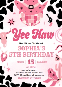62BD Yee Haw Cowgirl Birthday Invitation A: 62BD Yee Haw Cowgirl Birthday Invitation