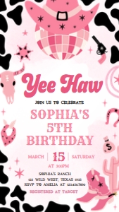 62BD Yee Haw Cowgirl Birthday Invitation Mobile A: 62BD Yee Haw Cowgirl Birthday Invitation