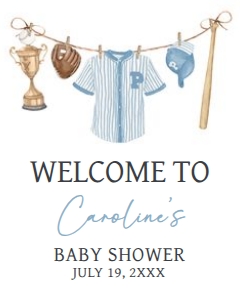 1062 A Little Slugger Baby Shower Welcome Sign 16x20 B: 1062 A Little Slugger Baby Shower Welcome Sign