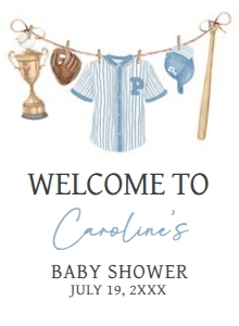 1062 A Little Slugger Baby Shower Welcome Sign 11x15 B: 1062 A Little Slugger Baby Shower Welcome Sign